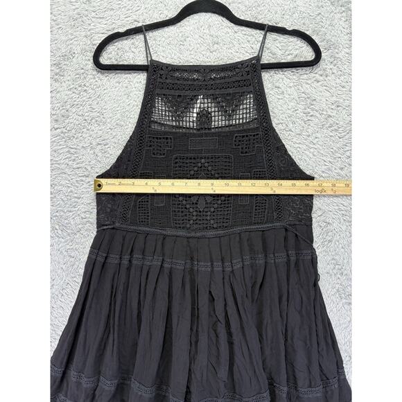 Free People Women's Halter Emily Lace-Bodice Mini Dress Black Medium - Picture 8 of 11